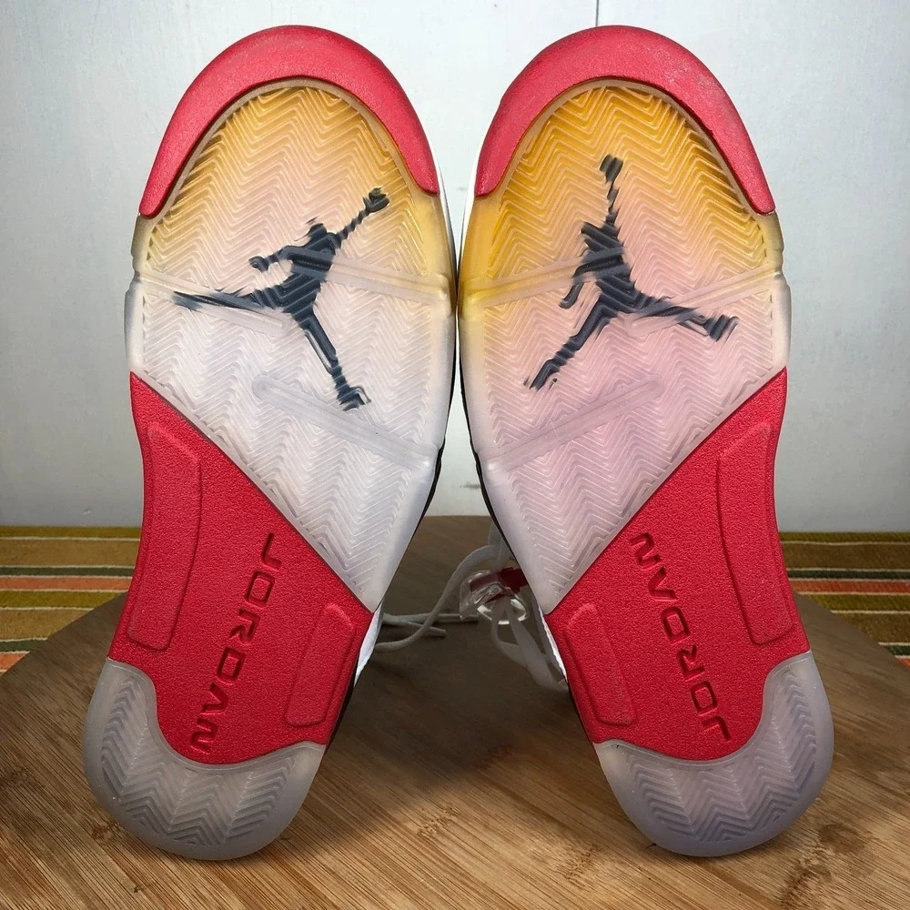 Nike Air Jordan Air 5 Mens 8.5 shoes white OG Fire Red Basketball sneakers